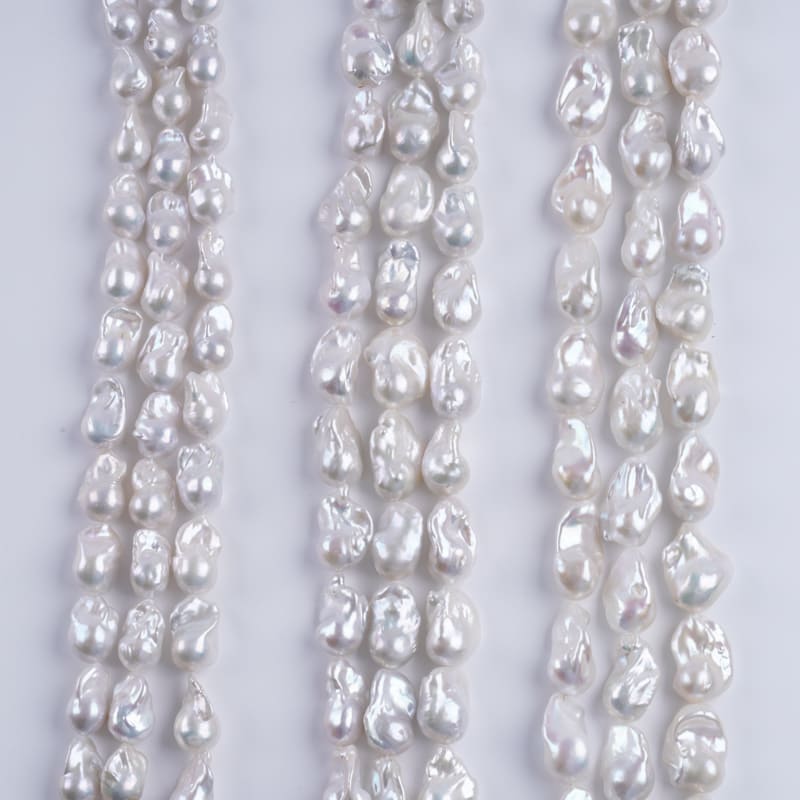 White Natural Freshwater Baroque Pearl Strands