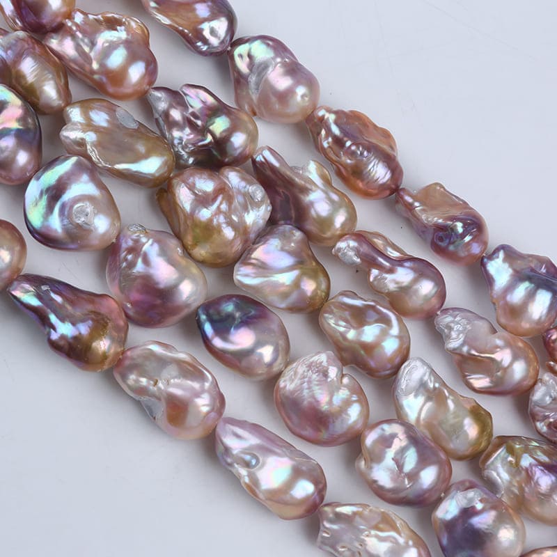 15-20mm Purple Freshwater Baroque Pearl Strands