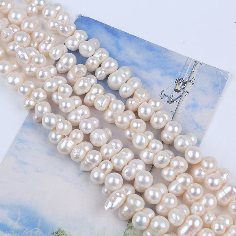 8-10mm White Freshwater Baroque Pearl Strands