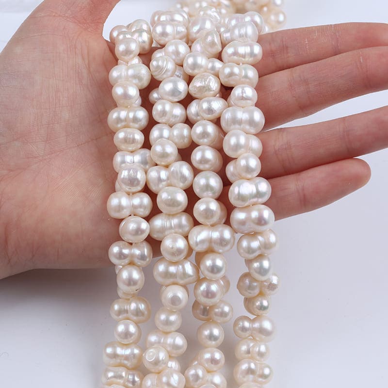 8-10mm White Freshwater Baroque Pearl Strands