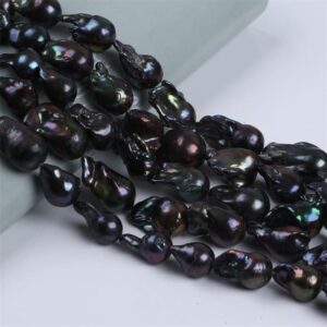 15-22mm Black Freshwater Baroque Pearl Strands