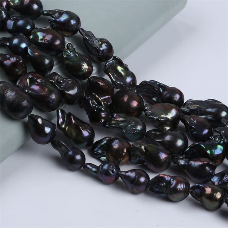15-22mm Black Freshwater Baroque Pearl Strands