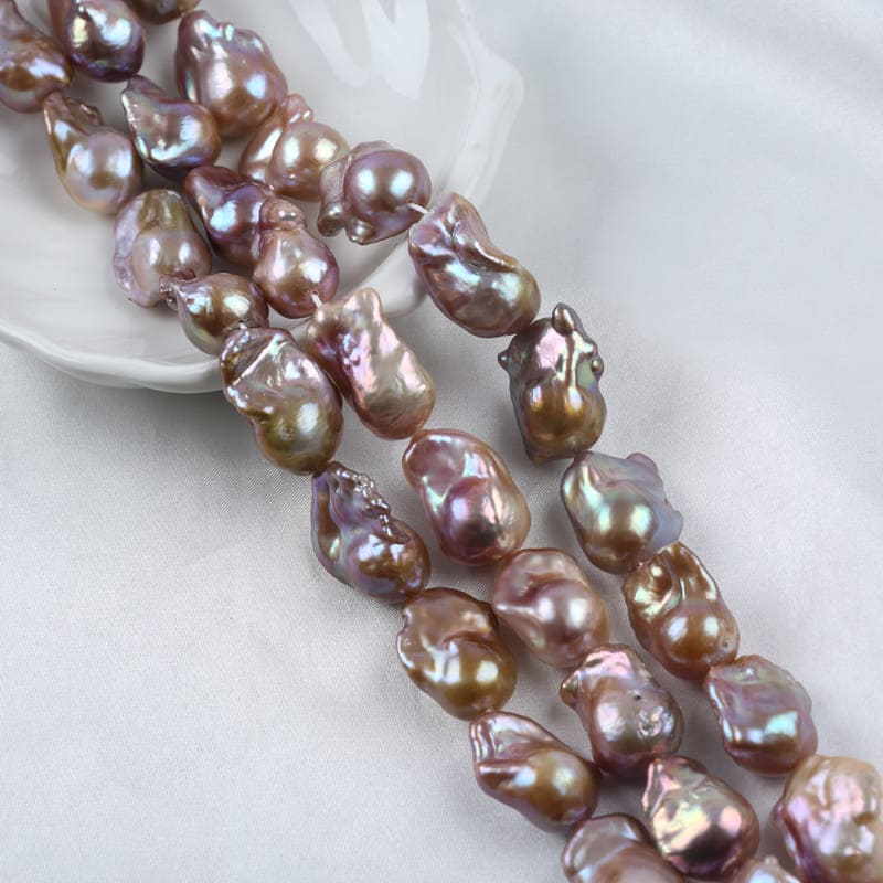 15-18mm Purple Freshwater Baroque Pearl Strands