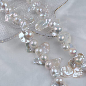 17-22mm White Natural Freshwater Baroque Pearl Strands