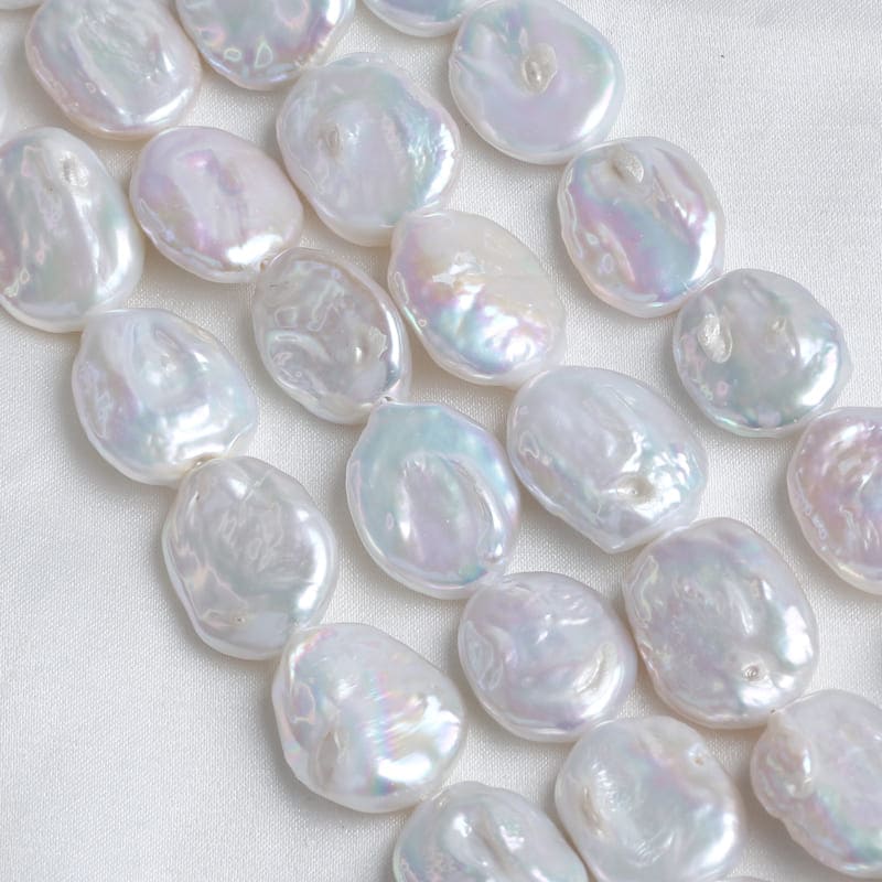 14*19mm Natural Freshwater Coin Pearl Strands
