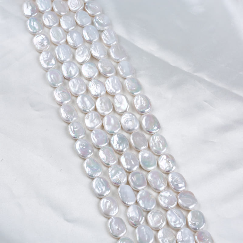 14-17mm Natural Freshwater Coin Pearl Strands