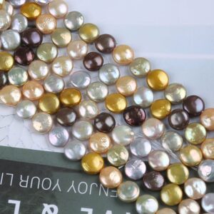 12-13mm Natural Multicolor Freshwater Coin Pearl Strands