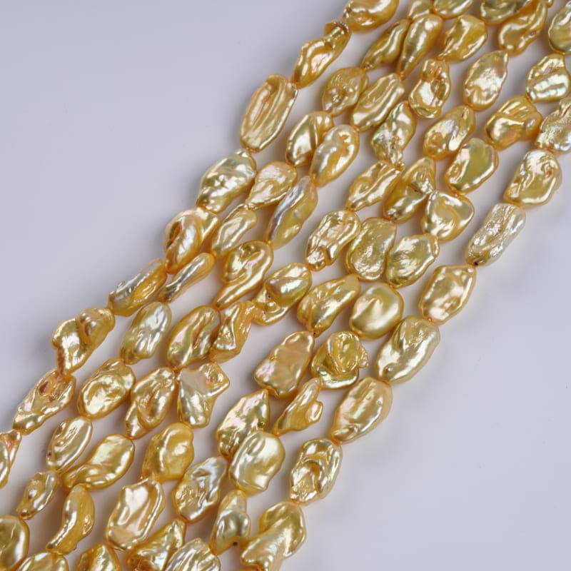 7-10mm Gold Freshwater Keshi Pearl Strands