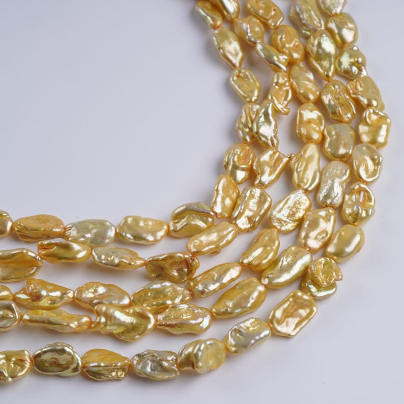 7-10mm Gold Freshwater Keshi Pearl Strands