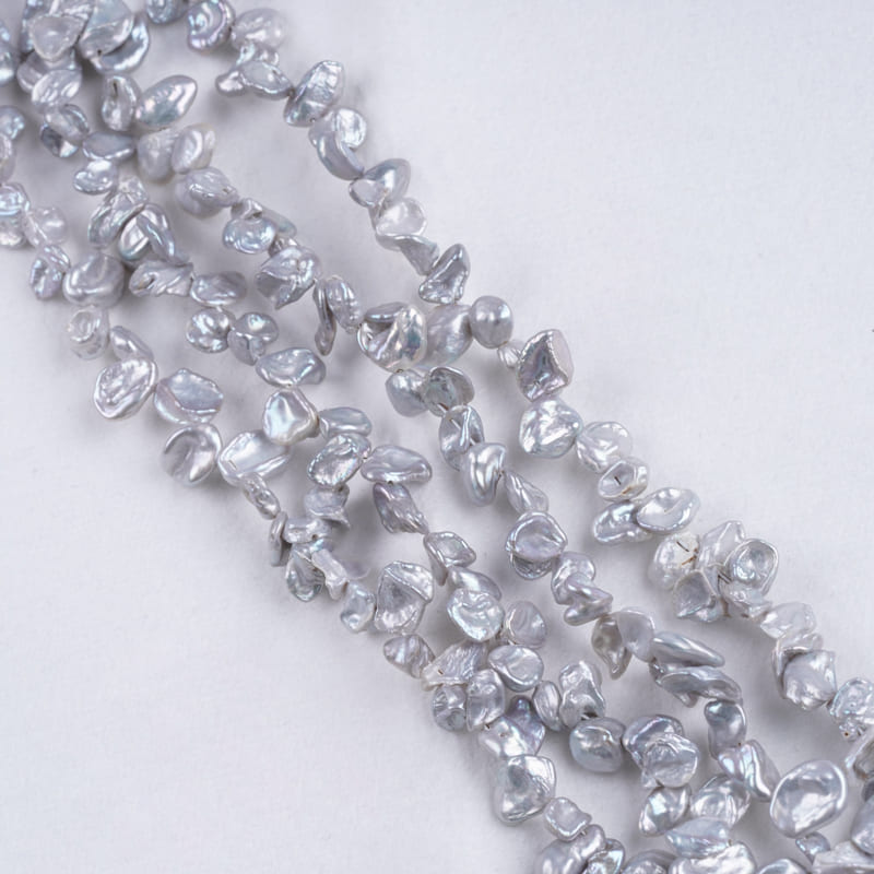7-8mm Silver Gray Freshwater Keshi Pearl Strands