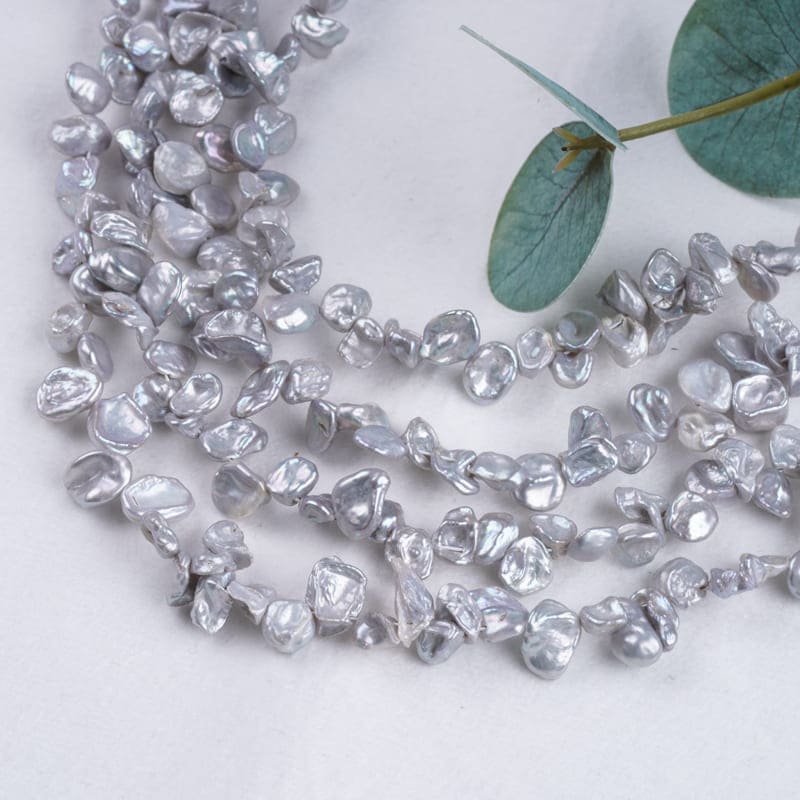 7-8mm Silver Gray Freshwater Keshi Pearl Strands