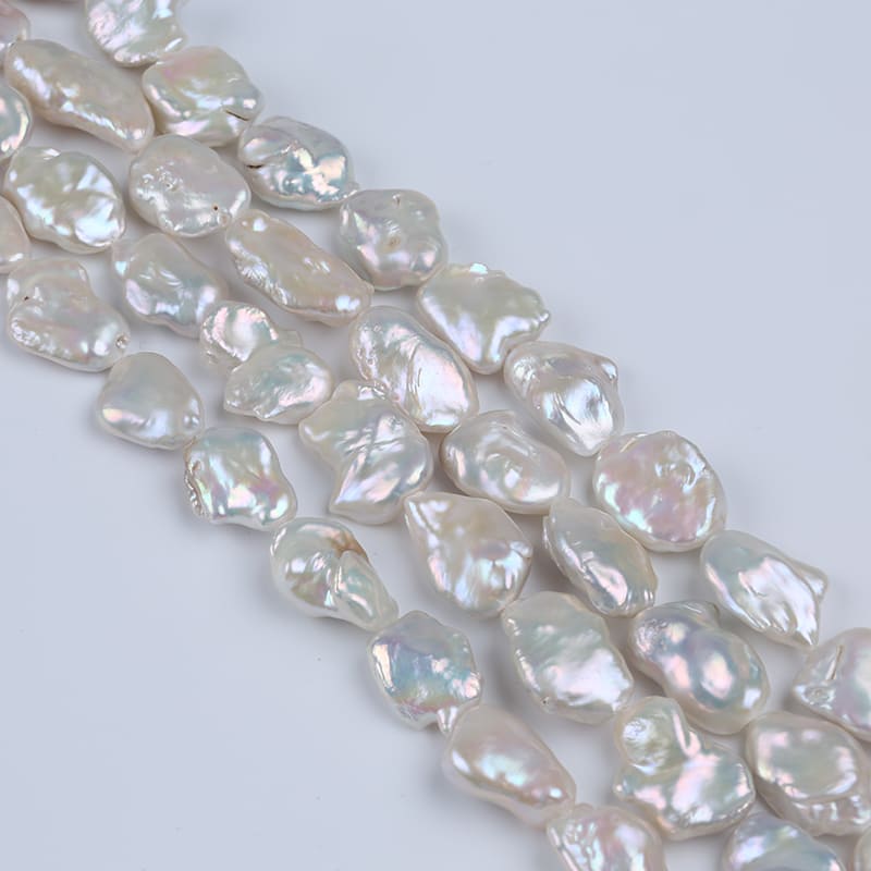 16-24mm White Freshwater Keshi Baroque Pearl Strands