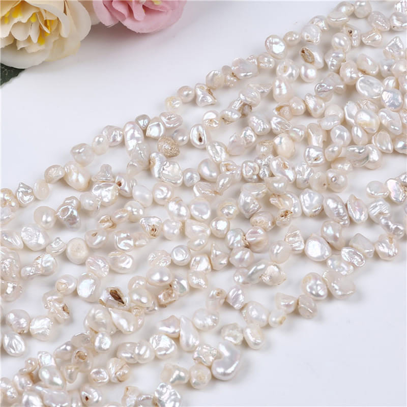 6-7mm White Freshwater Keshi Pearl Strands