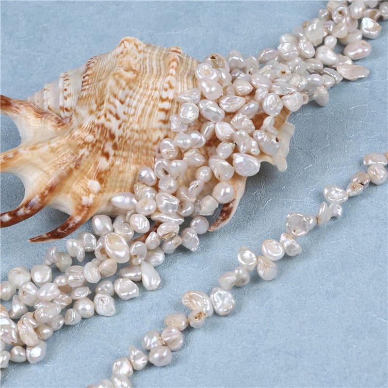 6-7mm White Freshwater Keshi Pearl Strands