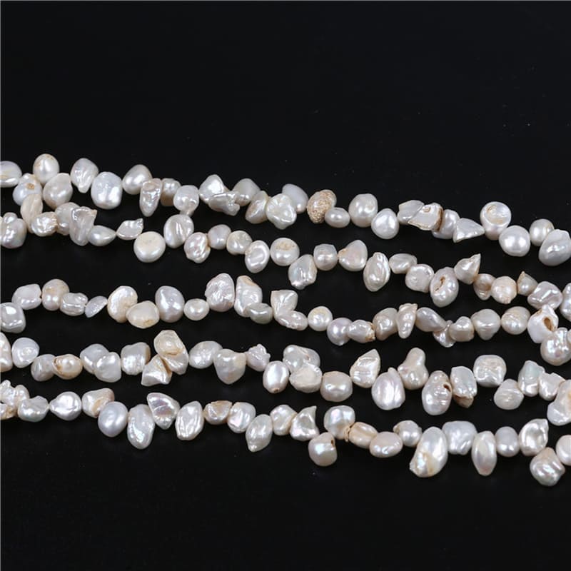 6-7mm White Freshwater Keshi Pearl Strands
