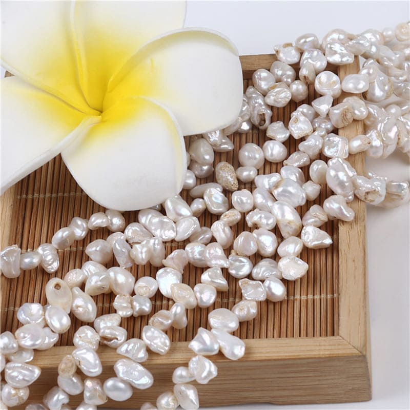 6-7mm White Freshwater Keshi Pearl Strands