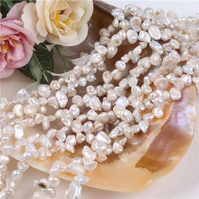 6-7mm White Freshwater Keshi Pearl Strands