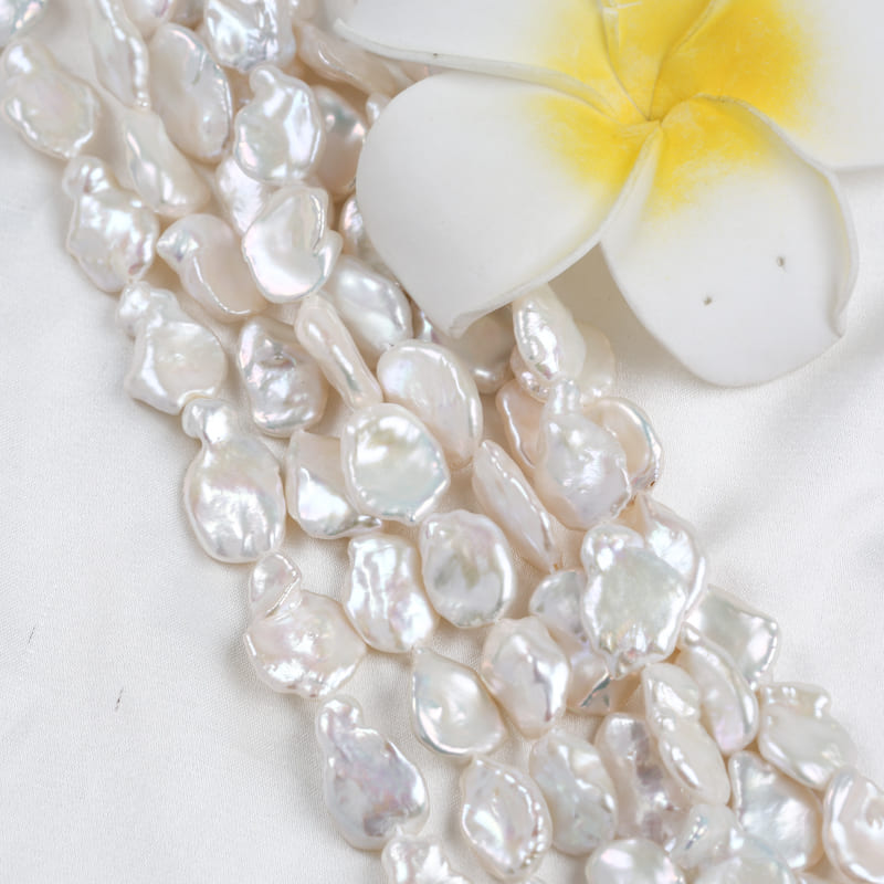 14-17mm White Freshwater Keshi Pearl Strands