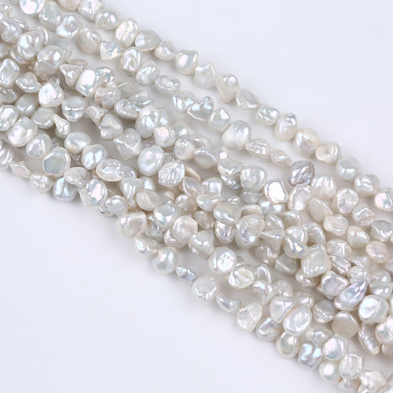 7-9mm White Freshwater Keshi Pearl Strands