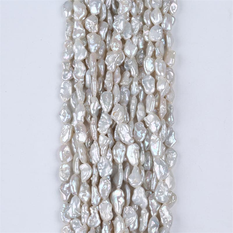 7-8mm White Freshwater Keshi Pearl Strands