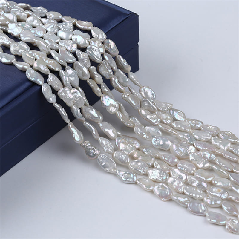 7-8mm White Freshwater Keshi Pearl Strands