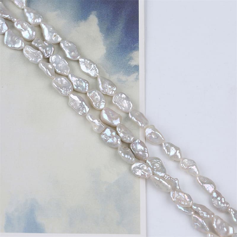 7-8mm White Freshwater Keshi Pearl Strands