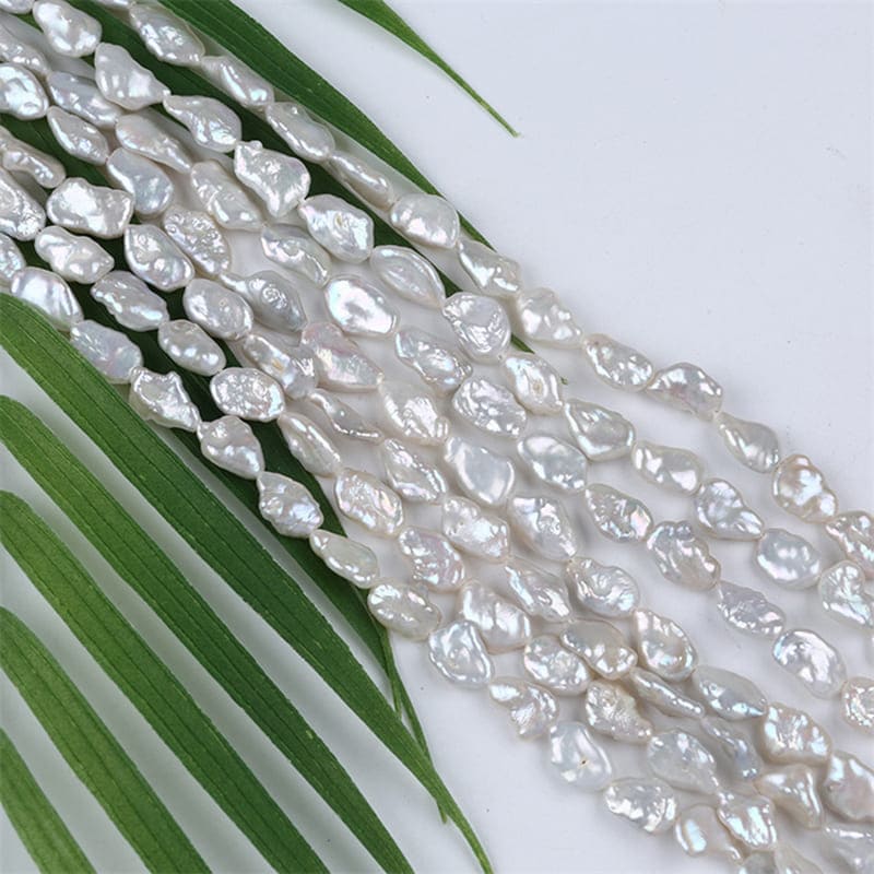 7-8mm White Freshwater Keshi Pearl Strands