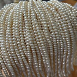 7-8mm White Near Round Freshwater Pearl Strands