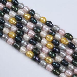B 10-11mm Multicolor Freshwater Rice Pearl Strands