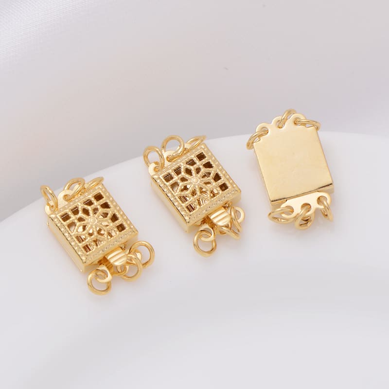 Square Necklace Clasp With 2 Rings - Image 3
